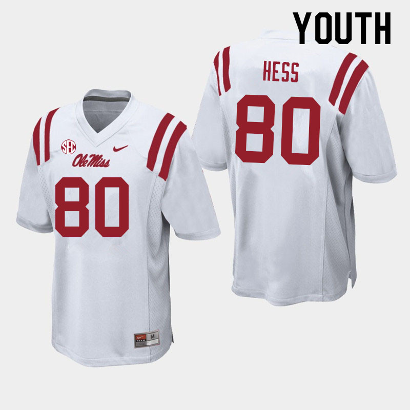 Jonathan Hess Ole Miss Rebels NCAA Youth White #80 Stitched Limited College Football Jersey FES2258RV